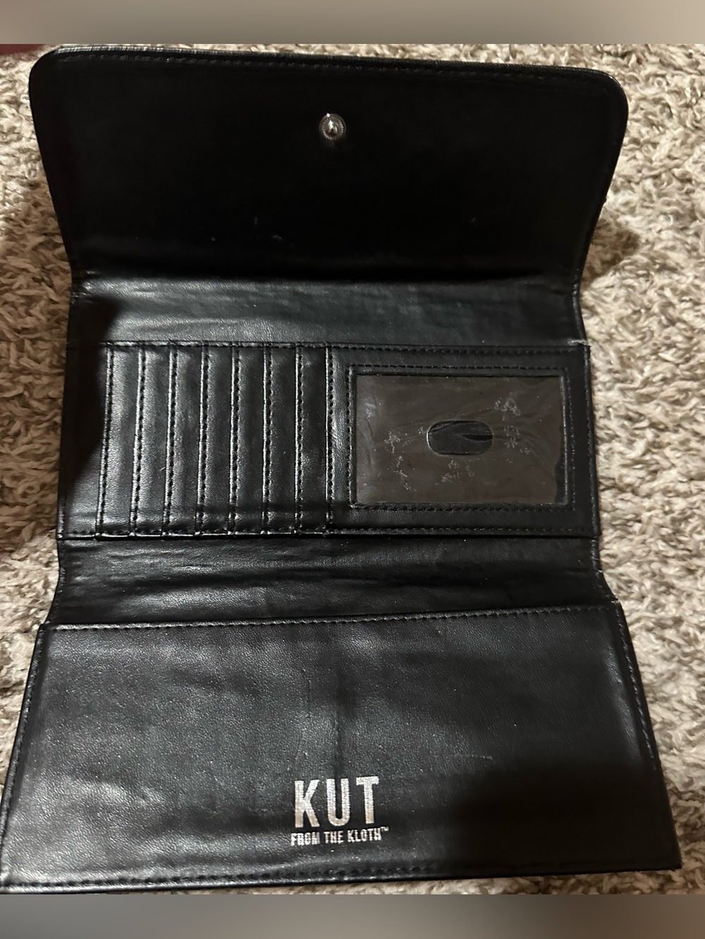 Kut From The Kloth Slim Wallet | Black White Striped Wallet | Vegan Leather - Picture 3 of 4